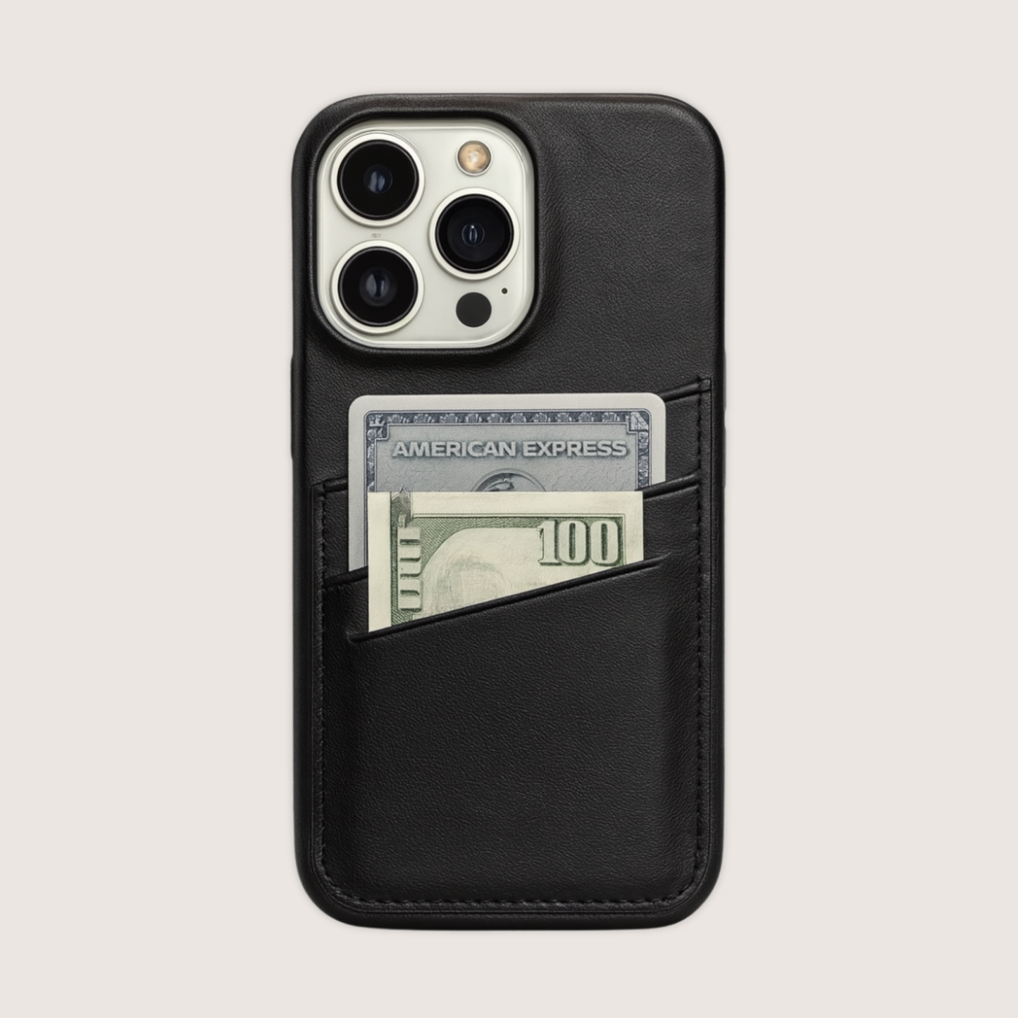 Kuroge Leather iPhone Case (Built-in Card Holder)