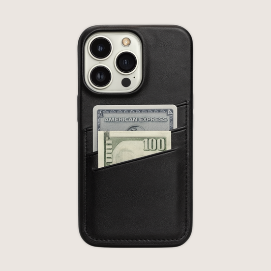 Kuroge Leather iPhone Case (Built-in Card Holder)